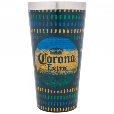 Corona Extra Blue Yellow and Green 16 oz Metal Double Walled Pint Glass